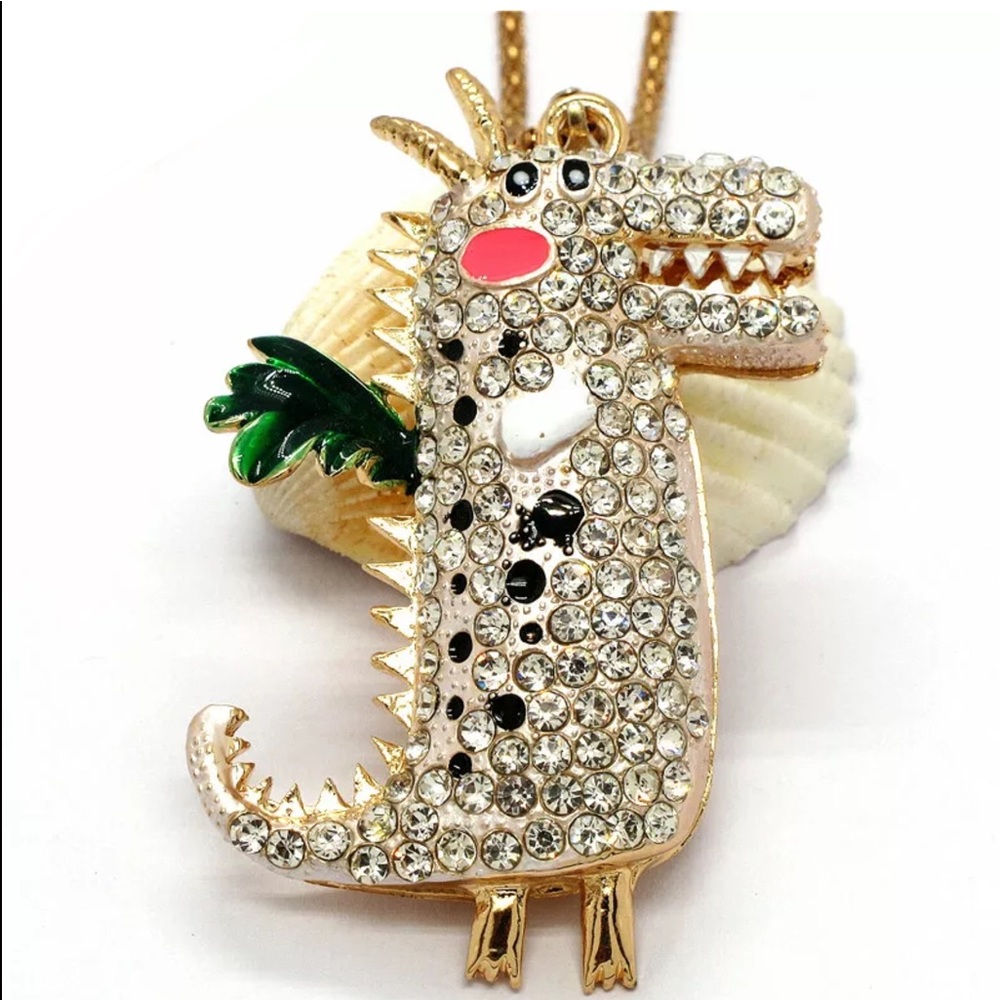 White Dinosaur Necklace